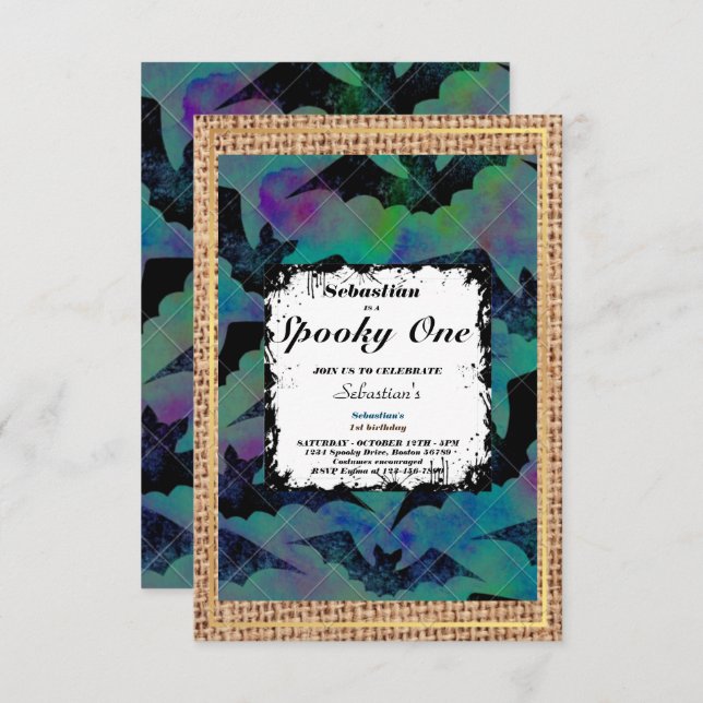 Spooky One Cute Halloween Ghost 1st Birthday Party Invitation (Front/Back)