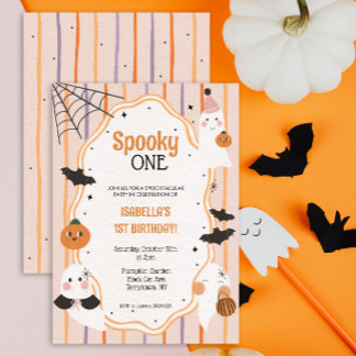 Spooky One Cute Halloween Ghost 1st Birthday Party Invitation
