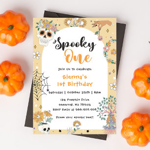 Spooky One Cute Halloween Ghost 1st Birthday Party Invitation