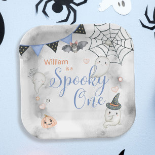Spooky One Cute Halloween Ghost 1st Birthday Party Paper Plate
