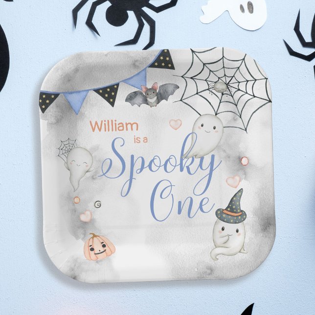 Spooky One Cute Halloween Ghost 1st Birthday Party Paper Plate (Creator Uploaded)