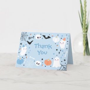 Spooky One Cute Halloween Ghost Birthday Party Thank You Card