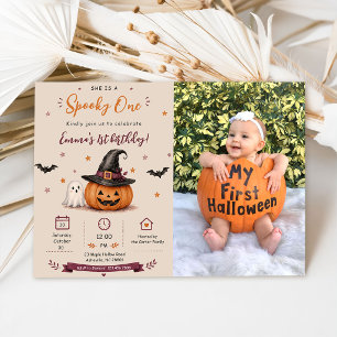Spooky One First Birthday Party Photo Invitation