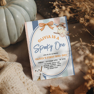 Spooky One First Boo Day Pastel Witch Ghost Invitation