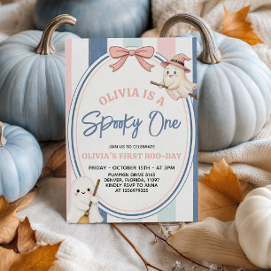 Spooky One First Boo Day Pastel Witch Ghost Invitation