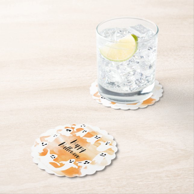 Spooky One First Halloween Birthday Party Paper Coaster (Insitu)