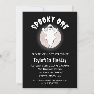 Spooky One Fun Halloween Ghost First 1st Birthday Invitation