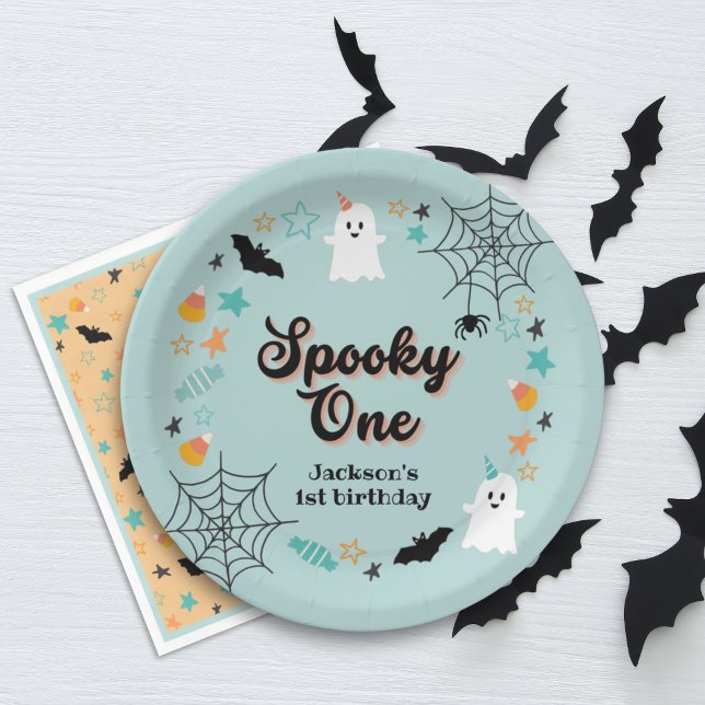 Spooky One Gender Neutral Halloween Birthday Party Paper Plate (Creator Uploaded)