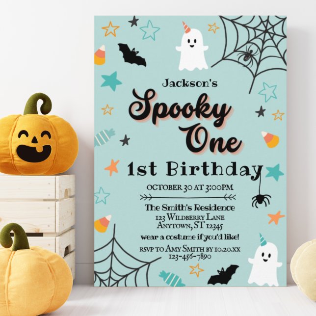 Spooky One Gender Neutral Halloween First Birthday Invitation (Creator Uploaded)