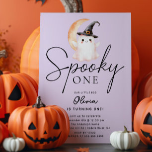 Spooky One Ghost Birthday Invitation