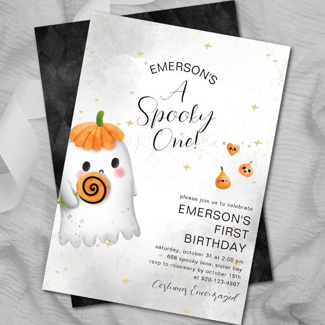 Spooky One Ghost First Birthday Party Invitation (Creator Uploaded)