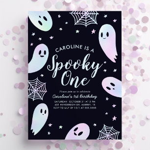 Spooky One Ghost Halloween 1st Birthday Invitation