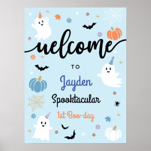 Spooky One Ghost Halloween 1st Birthday Welcome Poster