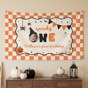 Spooky One Gingham Halloween Birthday Banner