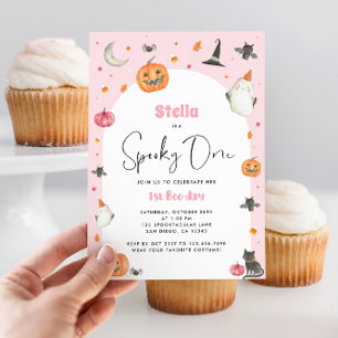 Spooky One Girl 1st Boo-Day Halloween Invitation