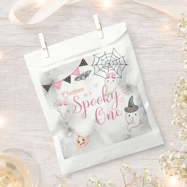 Spooky One Girl Halloween 1st Birthday  Favour Bag (Clipped)