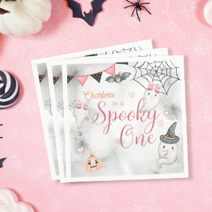 Spooky One Girl Halloween 1st Birthday Napkin