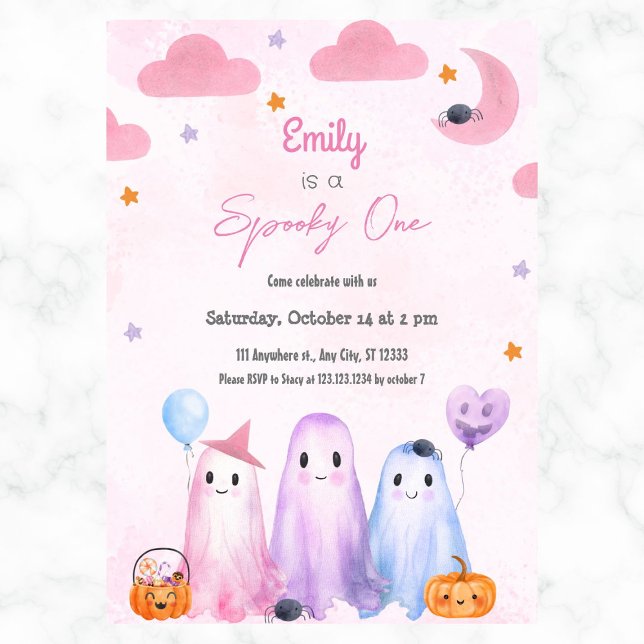 Spooky One Girl Halloween Birthday Any Year Invitation (Creator Uploaded)