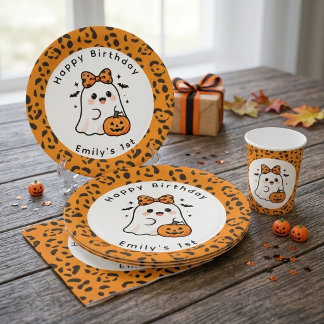 Spooky One Girl Halloween Birthday Paper Napkins Plate
