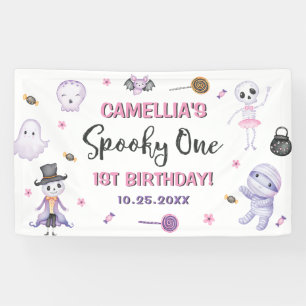Spooky One Girls Halloween 1st Birthday  Banner