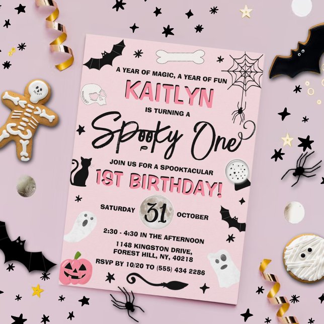 Spooky One! Girls Halloween 1st Birthday Invitation (Creator Uploaded)