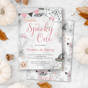 Spooky One Girls Halloween 1st Birthday Invitation