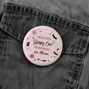 Spooky One! Girls Halloween 1st Birthday Party 3 Cm Round Badge