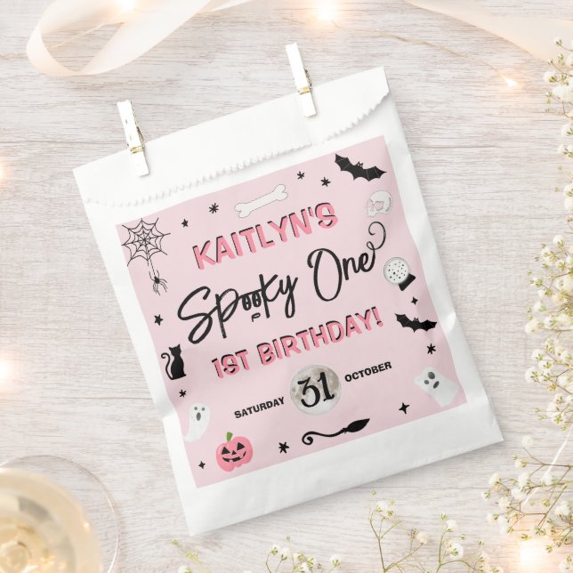 Spooky One! Girls Halloween 1st Birthday Party Favour Bag (Clipped)
