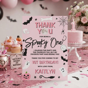 Spooky One! Girls Halloween 1st Birthday Thank You Card