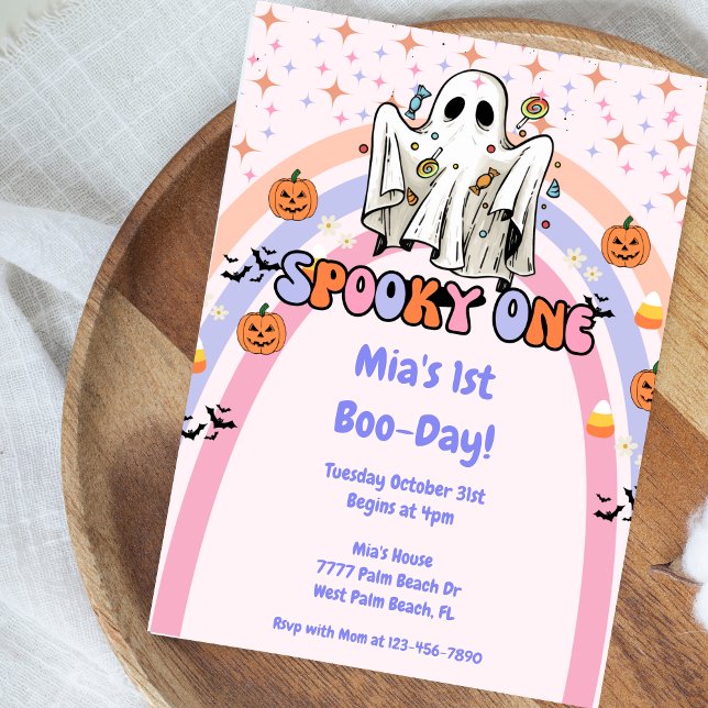 Spooky One Groovy Halloween 1st Birthday  Invitation (Creator Uploaded)