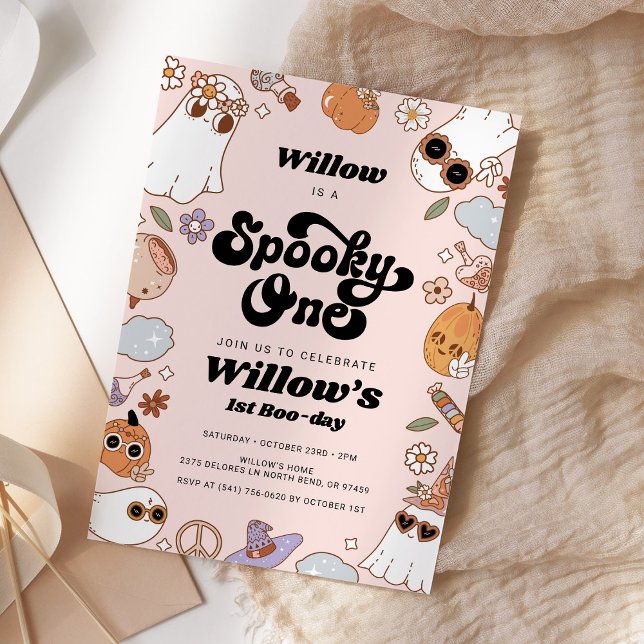 Spooky One Groovy Halloween 1st Birthday Invitation (Creator Uploaded)