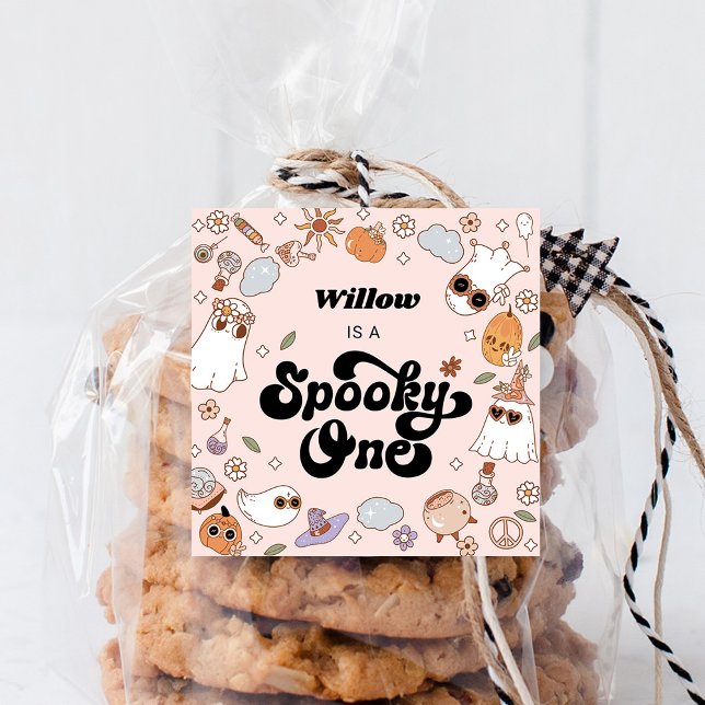 Spooky One Groovy Halloween 1st Birthday Square Sticker (Creator Uploaded)