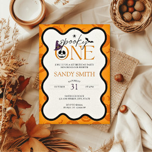 Spooky One Halloween 1st Birthday Aesthetic Invitation