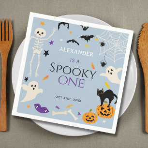 Spooky One Halloween 1st Birthday Blue Napkin