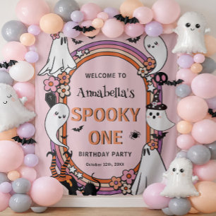 Spooky One Halloween 1st Birthday Girl Welcome Tapestry