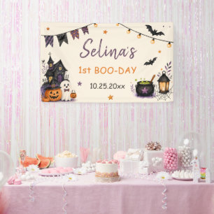 Spooky One Halloween 1st Birthday Girls Ghost Banner
