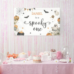 Spooky One Halloween 1st Birthday Girls Ghost Banner