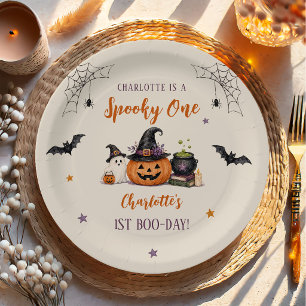 Spooky One Halloween 1st Birthday Girls Ghost Paper Plate