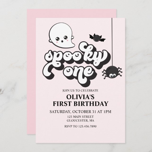 Spooky One Halloween 1st Birthday  Invitation (Front/Back)