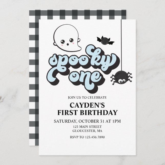 Spooky One Halloween 1st Birthday  Invitation (Front/Back)