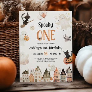 Spooky One   Halloween 1st Birthday Invitation
