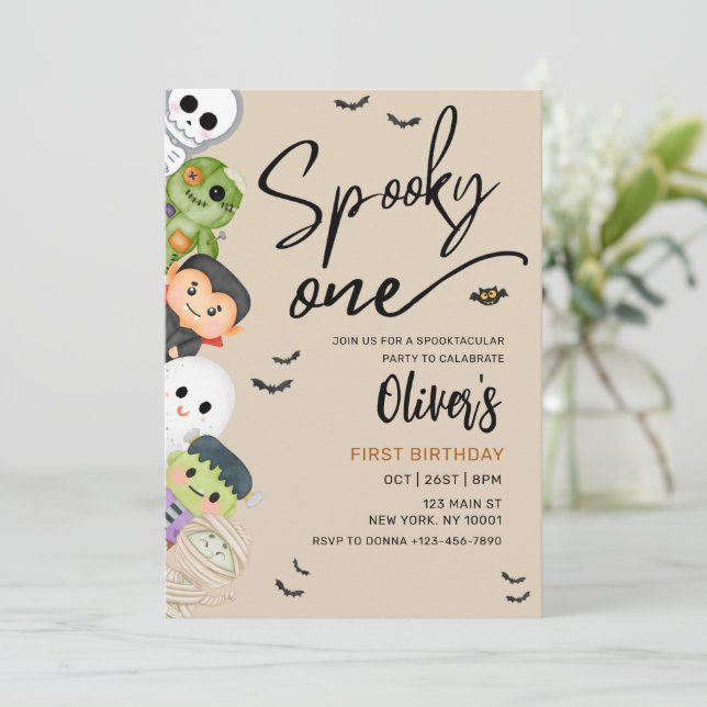 Spooky one Halloween 1st Birthday Invitation (Standing Front)