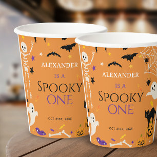 Spooky One Halloween 1st Birthday Orange Paper Cups