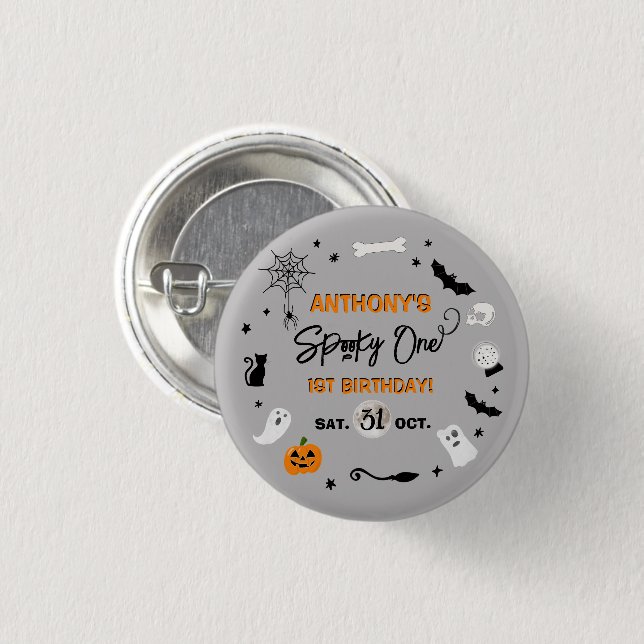 Spooky One! Halloween 1st Birthday Party 3 Cm Round Badge (Front & Back)