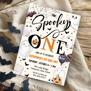 Spooky One Halloween 1st Birthday Party Cute Ghost Invitation