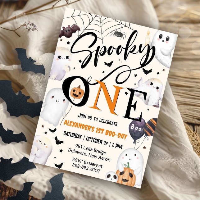 Spooky One Halloween 1st Birthday Party Cute Ghost Invitation (Creator Uploaded)