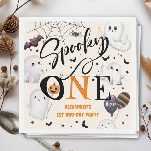 Spooky One Halloween 1st Birthday Party Cute Ghost Napkin