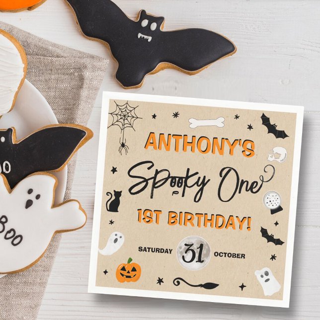 Spooky One! Halloween 1st Birthday Party Napkin (Creator Uploaded)