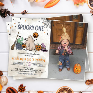 Spooky One Halloween 1st Birthday Party Photo Invitation
