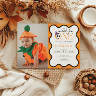 Spooky One Halloween 1st Birthday Photo Invitation